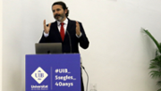 Presentaci de la primera tesi doctoral que s'ha llegit a la Facultat de Medicina de la UIB  a crrec de l'autor, Francesc Xavier Molina Romerao - Foto: A.COSTA/UIB