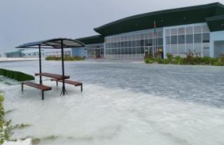 Inundacions a l'aerport d'Hoarafushi (Maldives) el maig de 2021. Foto: IMEDEA