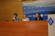 El vicerector Vctor Homar, el vicepresident Juan Pedro Yllanes i el president de l'AEDES Andreu Moi clausuren el congrs. Foto: UIB