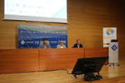El vicerector Vctor Homar, el vicepresident Juan Pedro Yllanes i el president de l'AEDES Andreu Moi clausuren el congrs. Foto: UIB