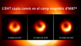 Nuevas im&#xe1;genes del EHT revelan cambios inesperados en la polarizaci&#xf3;n del agujero negro M87*